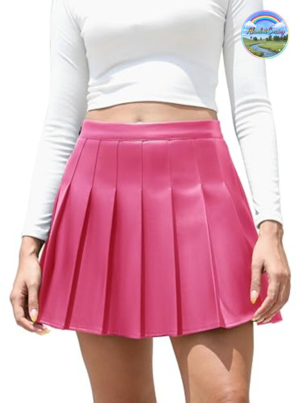 Faux Leather High Waist Pleated A-Line Mini Skater Skirt